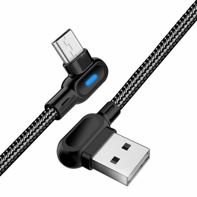 Fast Charge 90 Degree Type C USB Data Cable LED Lead for Android Smart Phones UK