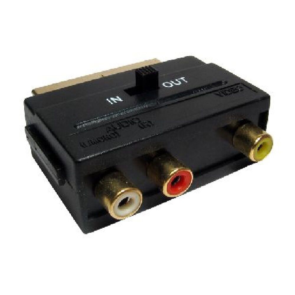 Scart Lead to SVHS 3 x RCA Phono TV Adaptor Adapter Converter Box + Switch - UZ2
