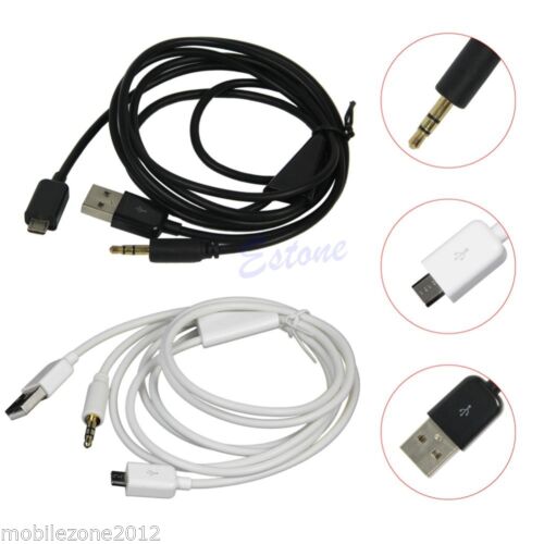 3.5mm Car AUX Audio Micro USB Cable Adapter for Samsung Galaxy NOTE 3 2 S3 4 HTC