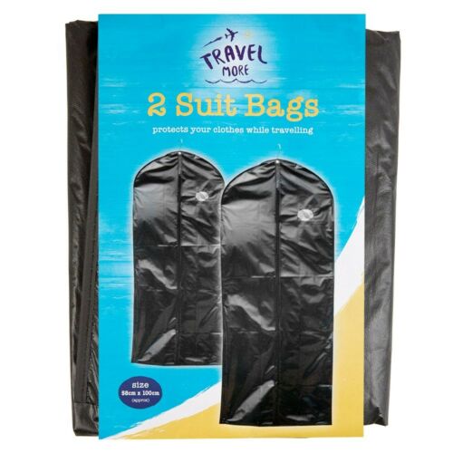 2 x Black Suit Cover Garment Clothes Dress Travel Protector Bags 58 x 100 cm